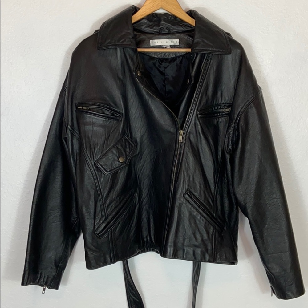 Euc The Limited 💯 leather black moto zip jacket L